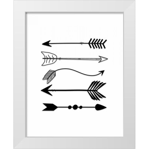 Black Arrows on White White Modern Wood Framed Art Print by Moss, Tara