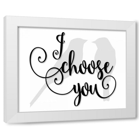 I Choose You - Grey Birds White Modern Wood Framed Art Print by Moss, Tara