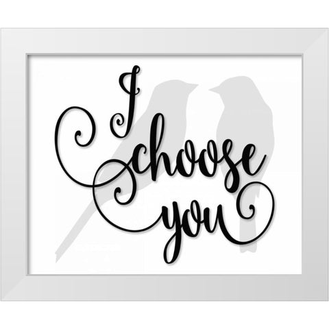 I Choose You - Grey Birds White Modern Wood Framed Art Print by Moss, Tara