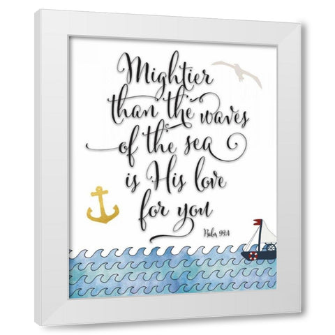 Psalm 93-4 Mightier White Modern Wood Framed Art Print by Moss, Tara