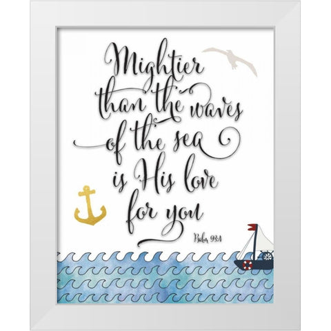 Psalm 93-4 Mightier White Modern Wood Framed Art Print by Moss, Tara