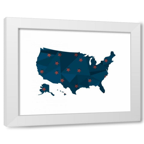 America Blue Red Stars White Modern Wood Framed Art Print by Moss, Tara