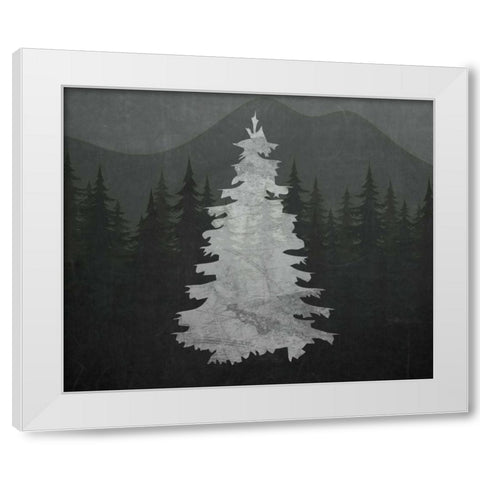 Chalkboard Tree White Modern Wood Framed Art Print by Moss, Tara