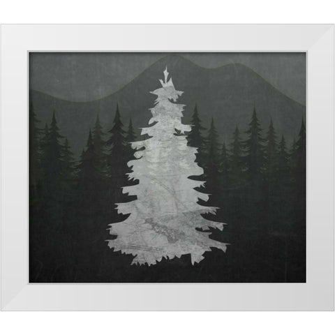 Chalkboard Tree White Modern Wood Framed Art Print by Moss, Tara