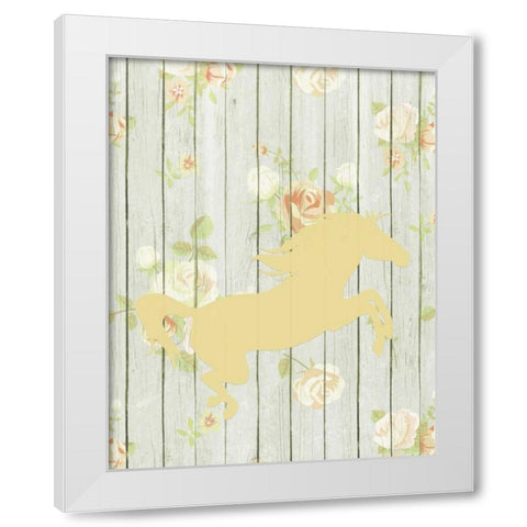 Pale Yellow Horse White Modern Wood Framed Art Print by Moss, Tara