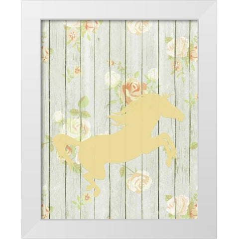 Pale Yellow Horse White Modern Wood Framed Art Print by Moss, Tara