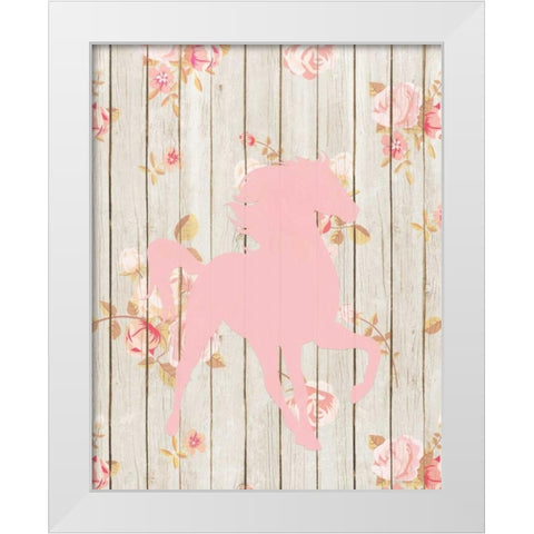 Pale Pink Horse White Modern Wood Framed Art Print by Moss, Tara