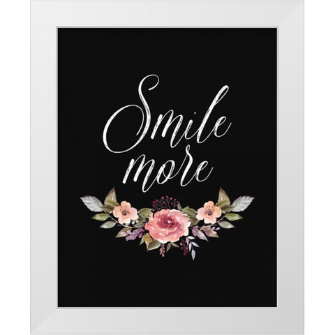 Smile More White Modern Wood Framed Art Print by Moss, Tara