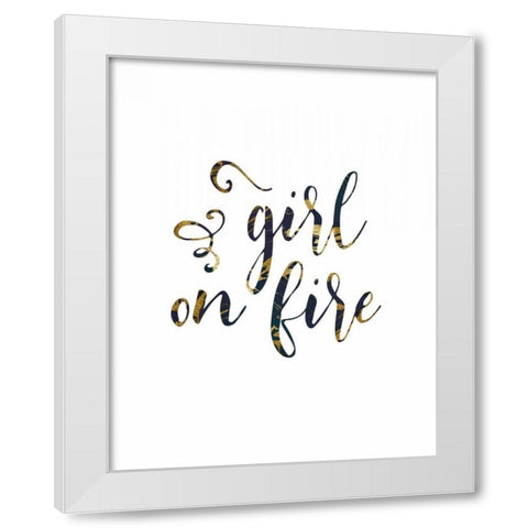 Girl on Fire White Modern Wood Framed Art Print by Moss, Tara