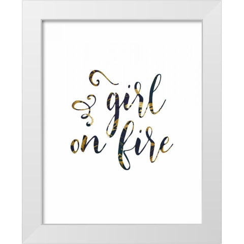 Girl on Fire White Modern Wood Framed Art Print by Moss, Tara