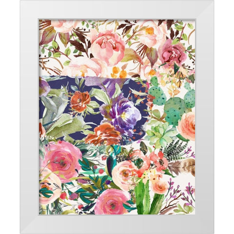 Multiple Florals Collage White Modern Wood Framed Art Print by Moss, Tara