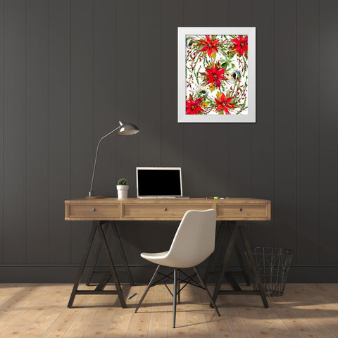 Christmas Florals Collage White Modern Wood Framed Art Print by Moss, Tara