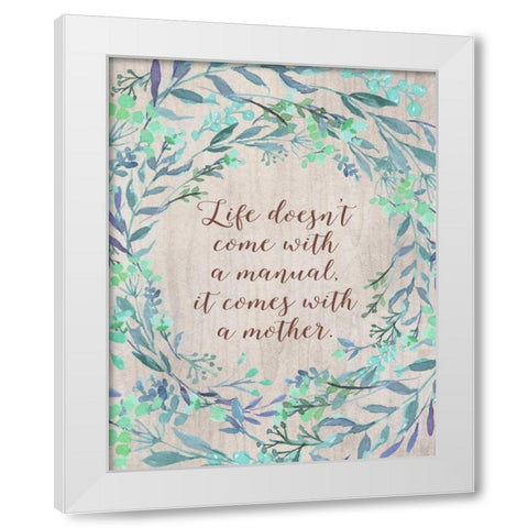 Mom Manual White Modern Wood Framed Art Print by Moss, Tara