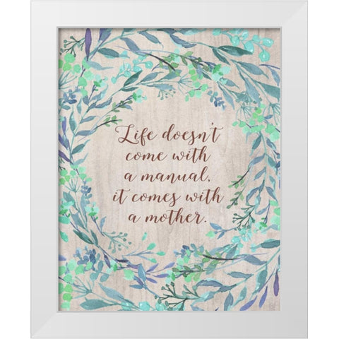 Mom Manual White Modern Wood Framed Art Print by Moss, Tara