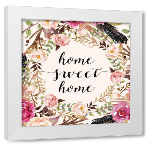 Home Sweet Home - Sq. White Modern Wood Framed Art Print by Moss, Tara