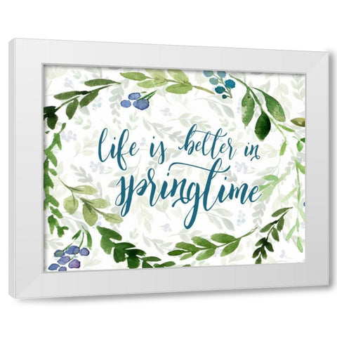 Life is Better in Springtime White Modern Wood Framed Art Print by Moss, Tara