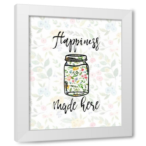 Happiness Made Here White Modern Wood Framed Art Print by Moss, Tara