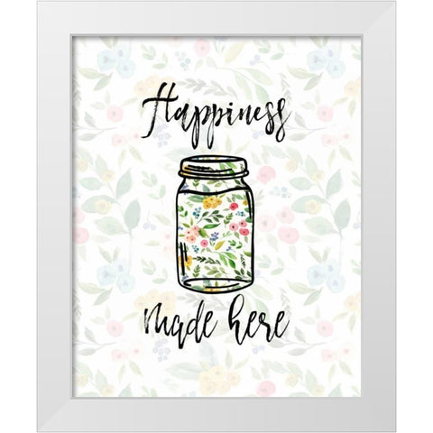 Happiness Made Here White Modern Wood Framed Art Print by Moss, Tara