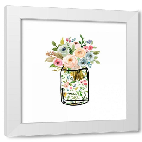Mason Jar Bouquet White Modern Wood Framed Art Print by Moss, Tara
