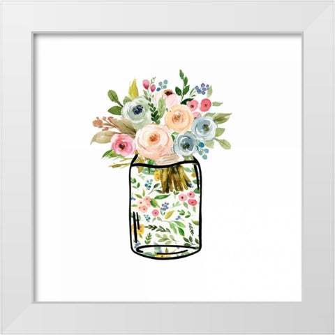 Mason Jar Bouquet White Modern Wood Framed Art Print by Moss, Tara