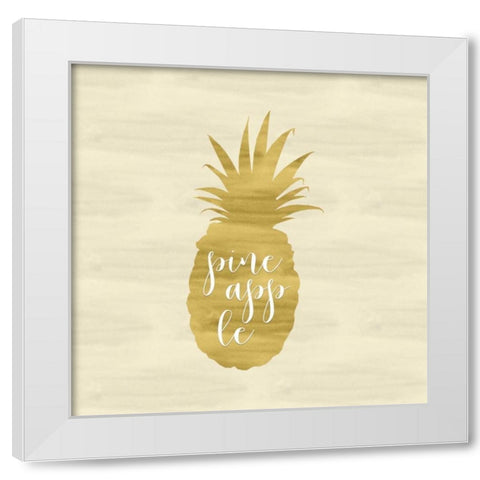 Gold Pineapple Square White Modern Wood Framed Art Print by Moss, Tara
