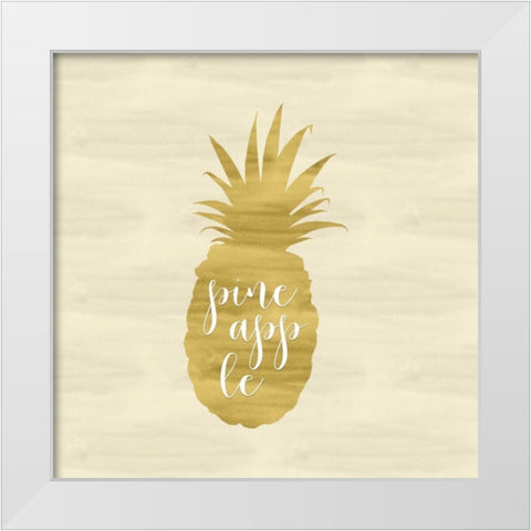 Gold Pineapple Square White Modern Wood Framed Art Print by Moss, Tara