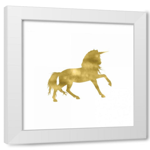 Gold Unicorn Square White Modern Wood Framed Art Print by Moss, Tara