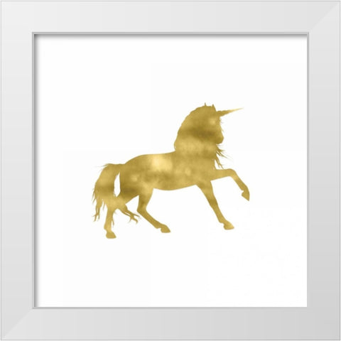 Gold Unicorn Square White Modern Wood Framed Art Print by Moss, Tara