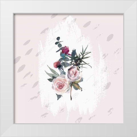 Floral Bouquet on Grunge Square White Modern Wood Framed Art Print by Moss, Tara