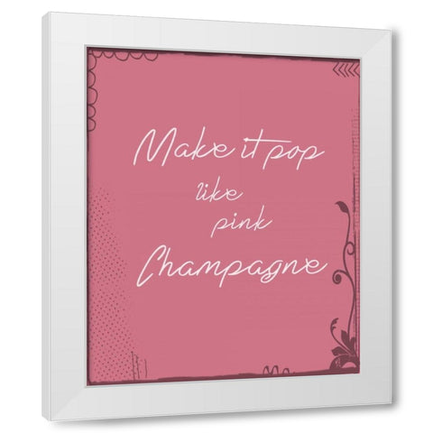 Pink Champagne White Modern Wood Framed Art Print by Moss, Tara