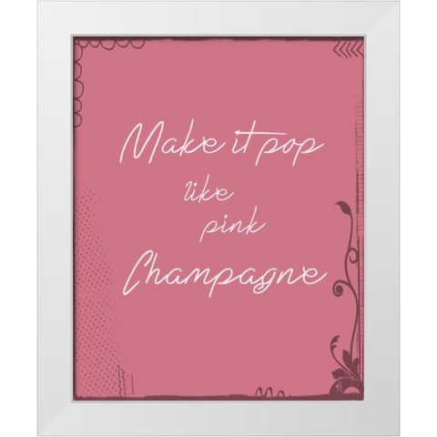 Pink Champagne White Modern Wood Framed Art Print by Moss, Tara