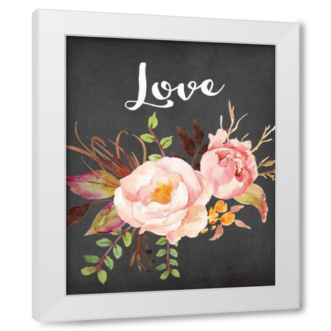 Watercolor Flowers Love White Modern Wood Framed Art Print by Moss, Tara
