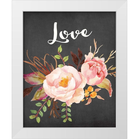 Watercolor Flowers Love White Modern Wood Framed Art Print by Moss, Tara
