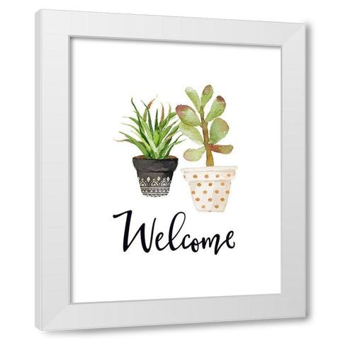 Welcome Succulents White Modern Wood Framed Art Print by Moss, Tara