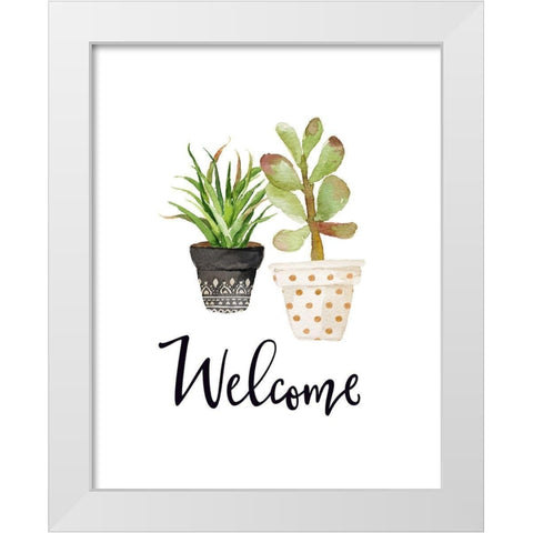 Welcome Succulents White Modern Wood Framed Art Print by Moss, Tara