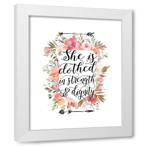 Clothed in Strength Floral White Modern Wood Framed Art Print by Moss, Tara