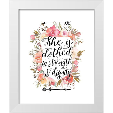 Clothed in Strength Floral White Modern Wood Framed Art Print by Moss, Tara