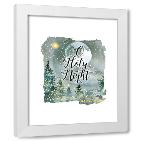 O Holy Night Watercolor White Modern Wood Framed Art Print by Moss, Tara