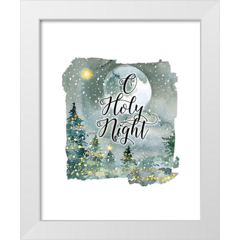O Holy Night Watercolor White Modern Wood Framed Art Print by Moss, Tara