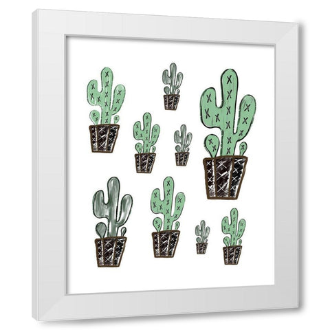Cactus Collage White Modern Wood Framed Art Print by Moss, Tara