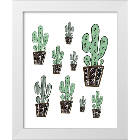 Cactus Collage White Modern Wood Framed Art Print by Moss, Tara