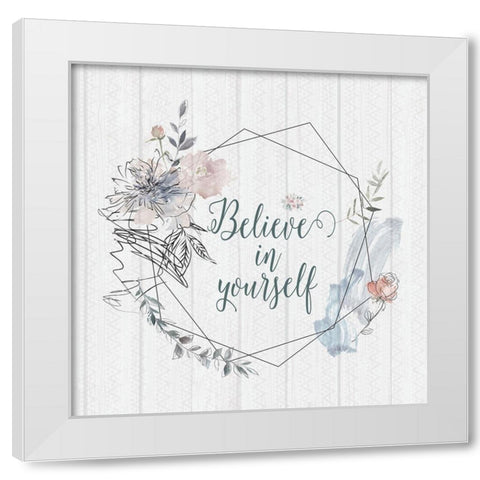 Believe White Modern Wood Framed Art Print by Moss, Tara