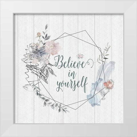 Believe White Modern Wood Framed Art Print by Moss, Tara