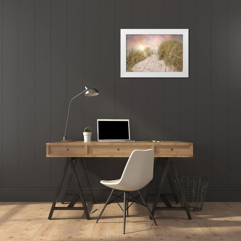 Beach Grass and Sun White Modern Wood Framed Art Print by Moss, Tara