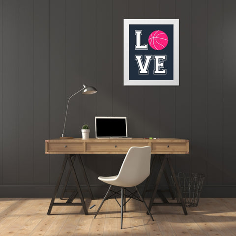 Love Basketball White Modern Wood Framed Art Print by Robinson, Tamara
