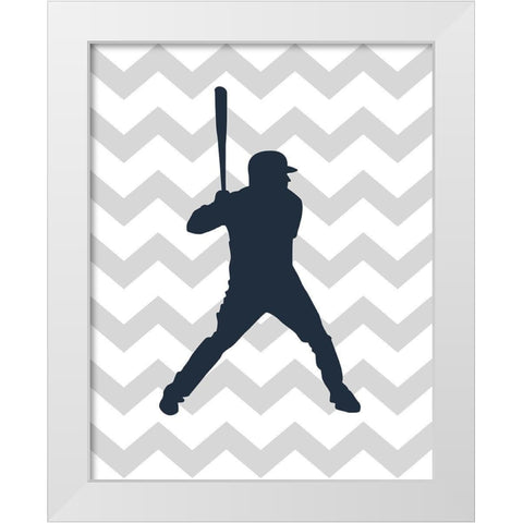 Baseball Chevron White Modern Wood Framed Art Print by Robinson, Tamara