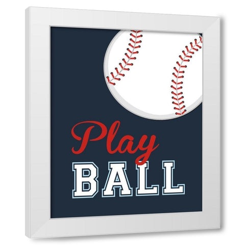 Play Ball White Modern Wood Framed Art Print by Robinson, Tamara