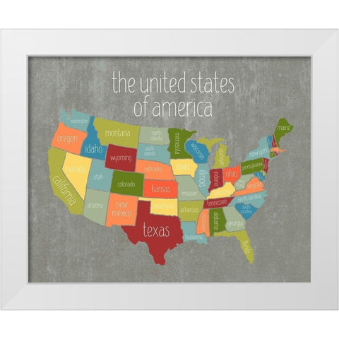 State Map II White Modern Wood Framed Art Print by Wieners, Valerie