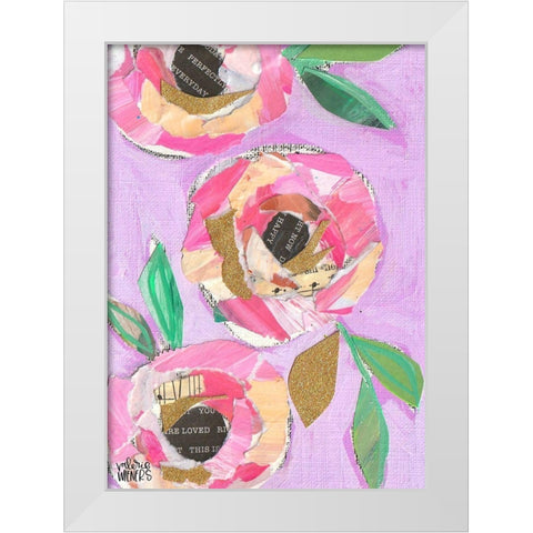 Floral Collage White Modern Wood Framed Art Print by Wieners, Valerie