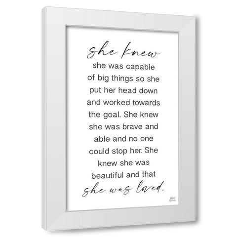 She Knew White Modern Wood Framed Art Print by Wieners, Valerie